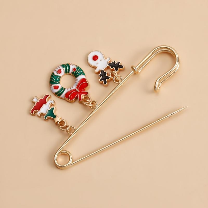 Enamel Pin Backpack Cool Lapel Hat Pin Jackets Funny Christmas Enamel Brooch Christmas Tree Elk Bell Fashion Jewelry