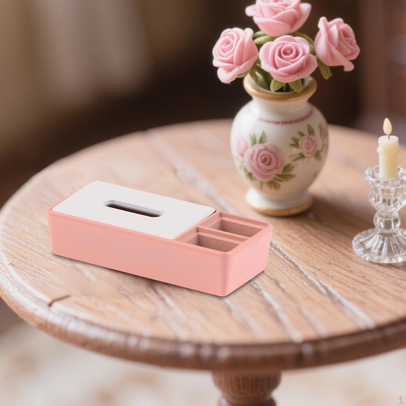 

Miniature Dollhouse Tissue Box 1:12 Scale for Bathroom Bedroom Modern Metal Dolls House Accessories рожевий