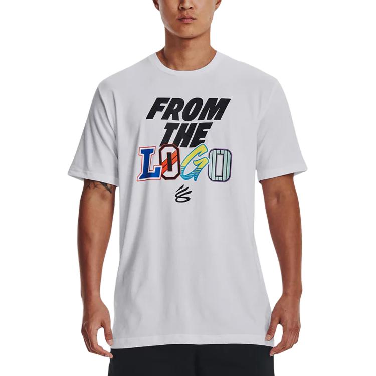 Under Armour Printed Letter Pullover Crew Neck Short Sleeve T-Shirt Men Tops White 1374212-100