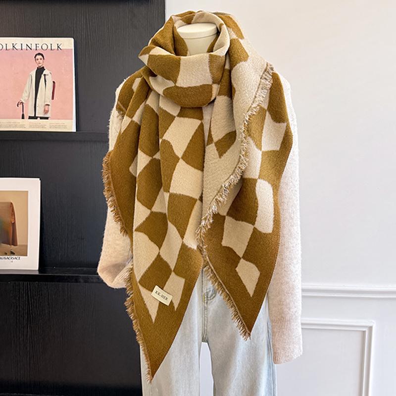

Luxury Women S Cashmere Scarf - Winter Warm Tasseled Irregular Plaid Patterned Pashmina Shawl, Foulard & Poncho