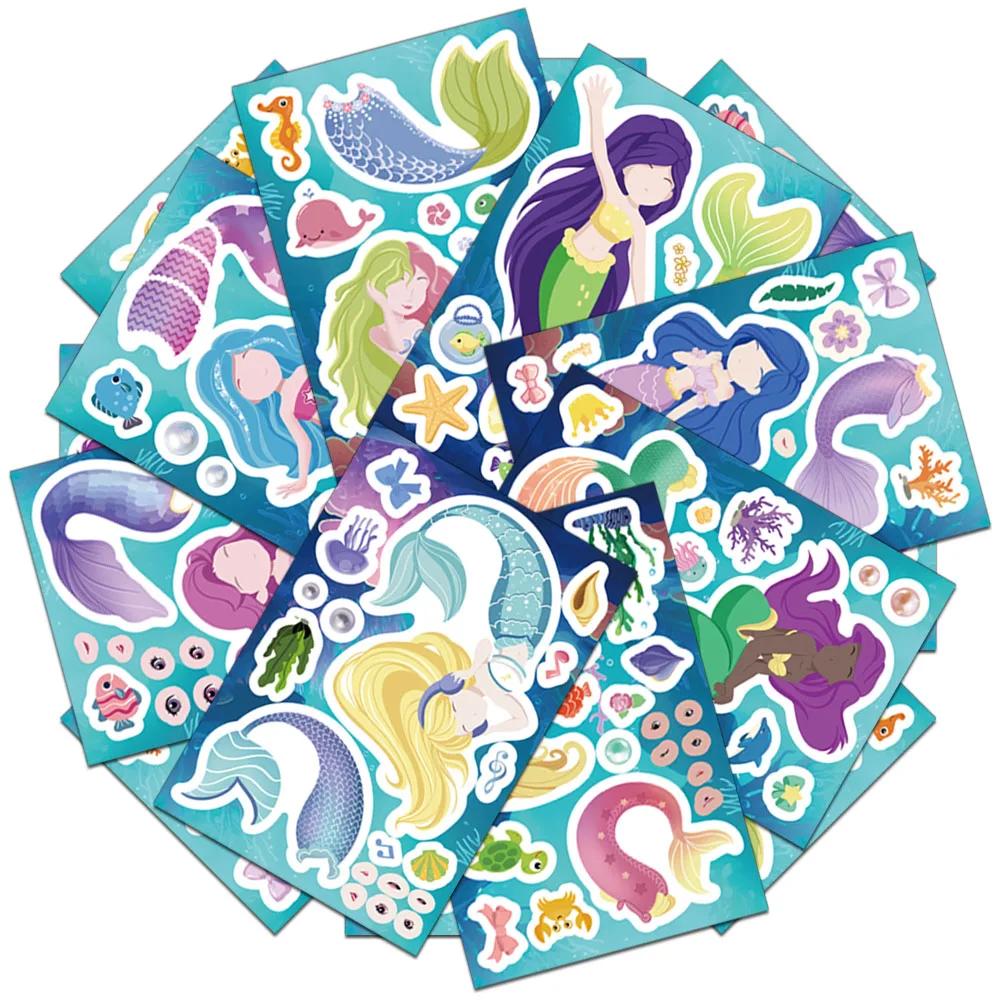 

8PCS Creative Mermaid Cute Cartoon Stickers, Account Decoration, Notebook, Water Cup, Phone Case, Personalized Stickers