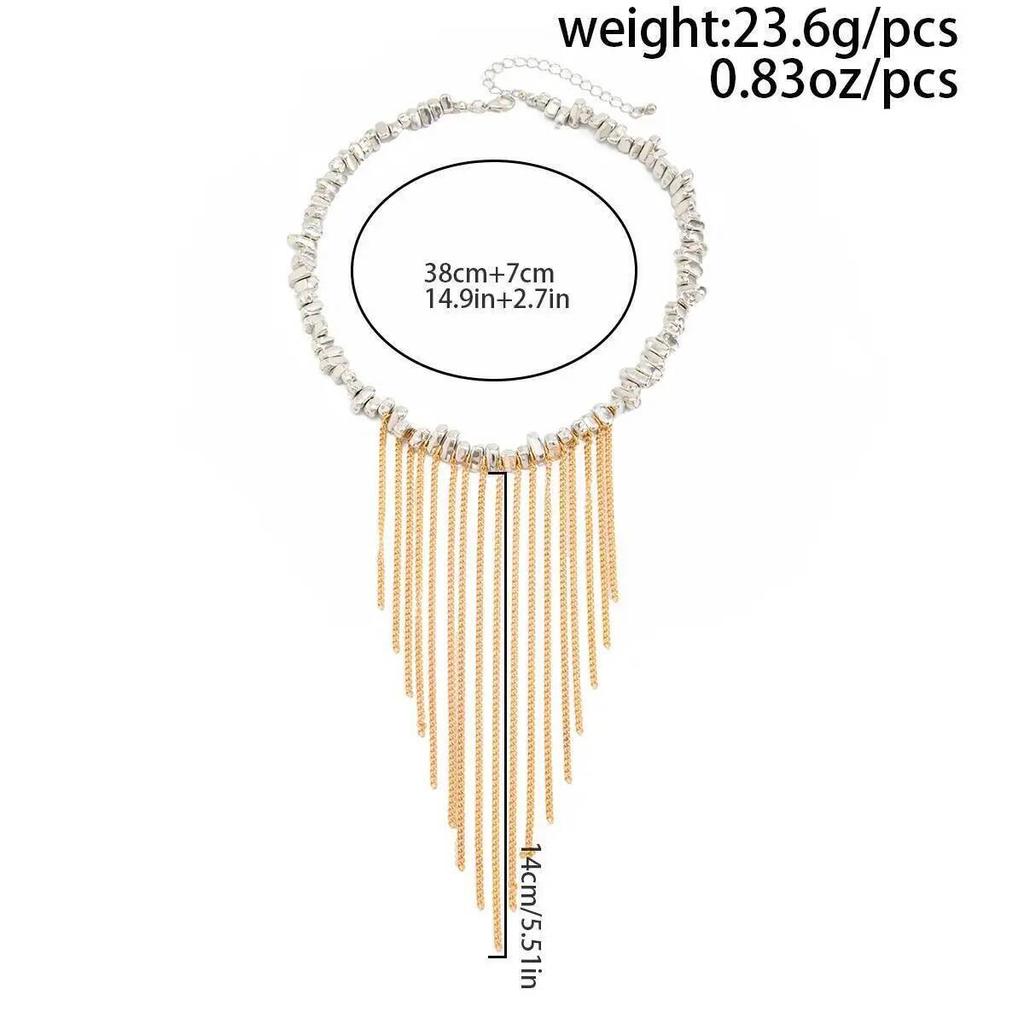 SHIXIN Vintage Elegant Irregular CCB Beaded Tassels Necklace Women Fashion Clavicle Chain Wedding Party Jewelry Accessories Gift
