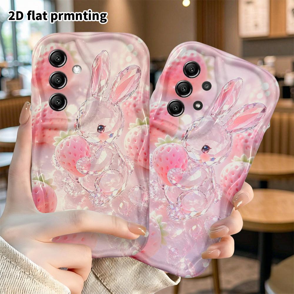 Phone Case: 2D Flat Samsung Galaxy A34 A35 M05 M06 S20 S22 S21 FE Plus 5G Protective Case, Pink Strawberry, Christmas and Halloween Gift