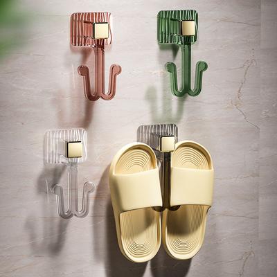 Bathroom Slippers Rack Self Adhesive Punch-Free Wall Mounted With Hook Space-Saving Toilet Door Home Storage Shelf Organizer