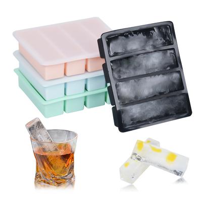 Bac à glaçons long 4 grilles Moule à glaçons en silicone réutilisable Machine à glaçons sans BPA Fabricants de moules à glaçons en silicone de qualité alimentaire