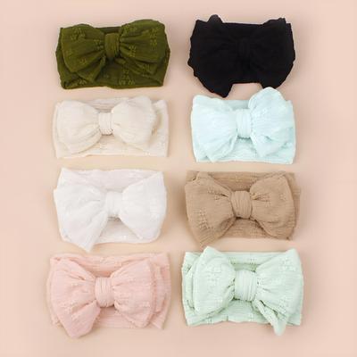 Baby Girls Headband Embroidery Bowknot Elastic Soft Cotton Adjustable for Newborn Toddler 0-24 Months Fashion Hair Accessories
