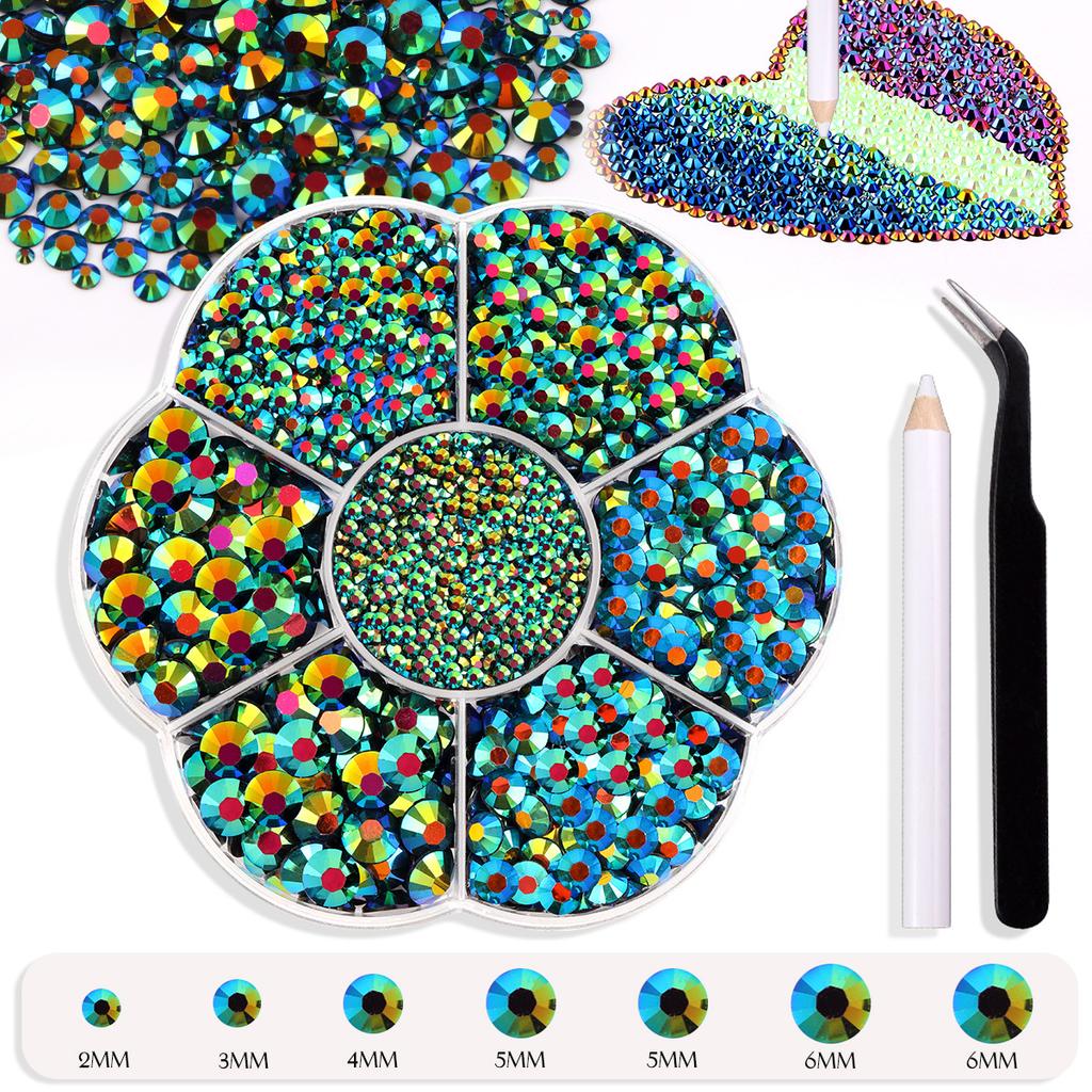 7 Grid Plum Blossom Boxed Resin Flat Bottom Nail Art Jewelry Jelly Diamond Violent Bear Ab Rhinestone Diy Clothing Diamond Sticker