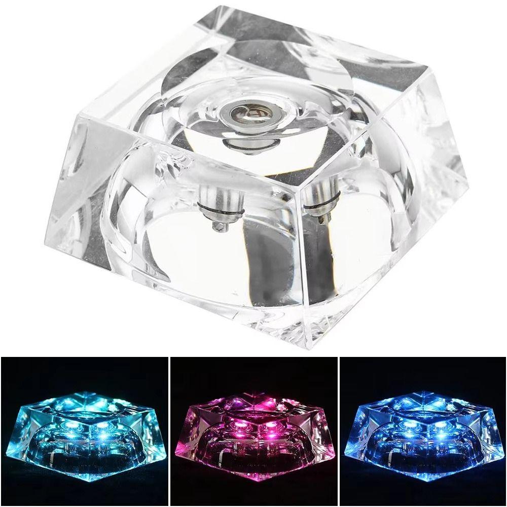 

Multi Color Changing LED Glass Sphere Holder Transparent Glass Glowing Pedestal Gift 5.5*5.5*3cm