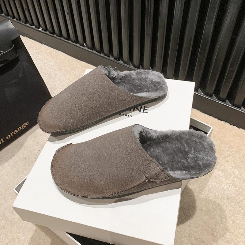 Fashion Winter Retro Retro Fur Integrated Warm Women's Shoes Slippers Leather Sheepskin Women's Slippers Cold Proof High Quality