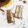 Compact Gold Umbrella: Ultra-light 6-Rib Folding Dual-use for Sun and Rain Protection