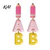 Fun Back to School Jewelry 1 Pair Teacher Earrings for Women, Cute 2D Acrylic Crayon Pencil Backpack Dangle Number Alphabet Earrings, First