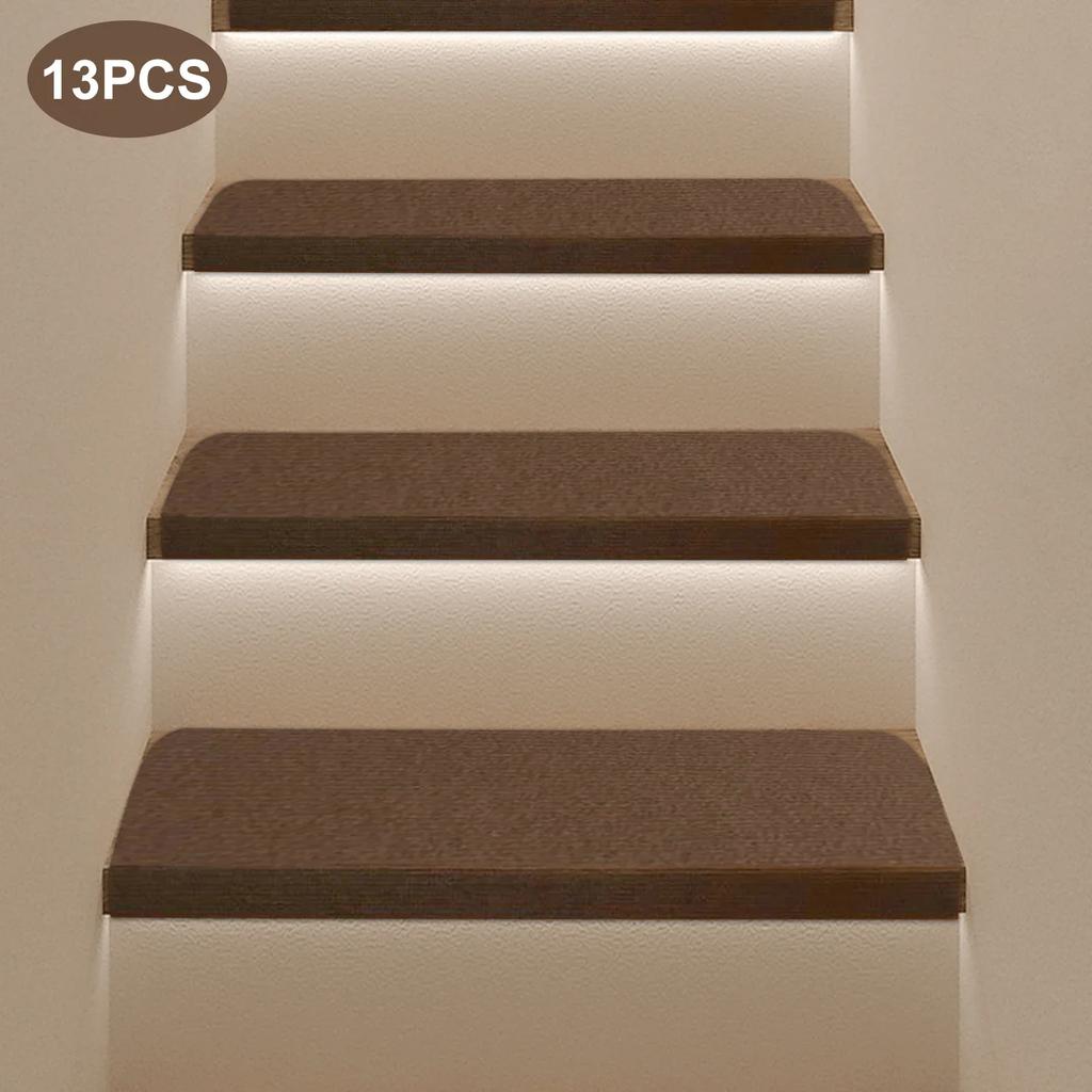 Indoor Non-Slip Stair Tread Mats Carpet Set 13pcs Brown 20*55cm