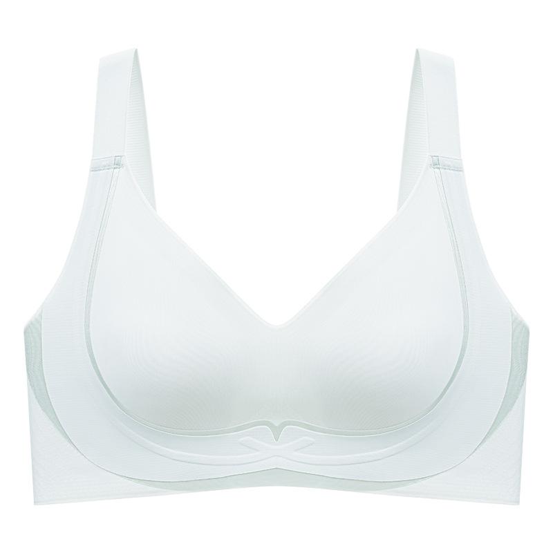 Women's big breasts show small thin petal cups with secondary breasts, anti-sagging and seamless large size wide shoulder straps, bra cover.