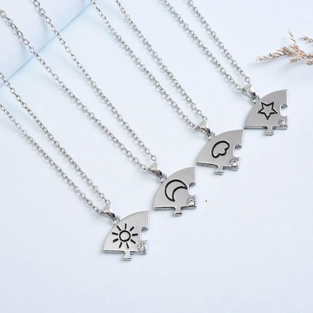 4pcs/set Necklace Combination Jigsaw BFF Necklace Sun Moon Cloud Star Necklace  Friendship