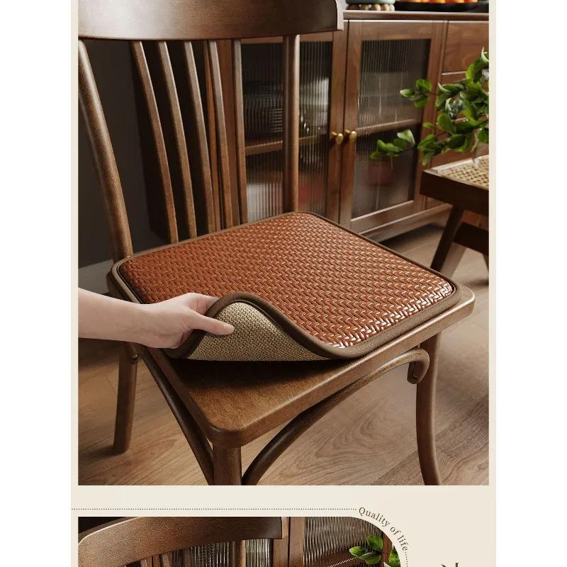 Double-sided Dining Chair Seat Cushion Mat Winter and Summer Chair Cushion Plus Strap Thick Sponge Tea Table Fart Cushion
