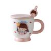 Milk Fufu Mug with Lid Spoon Comics Kids Ceramic Cup High End Couple Water Cup Internet Celebrity Breakfast Cup