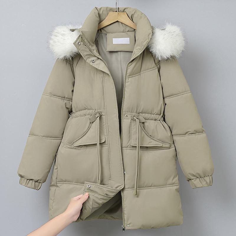 Fashion Winter Coats Woman Long Parkas Hooded Faux Fur Collar Thick Warm Women's Jackets