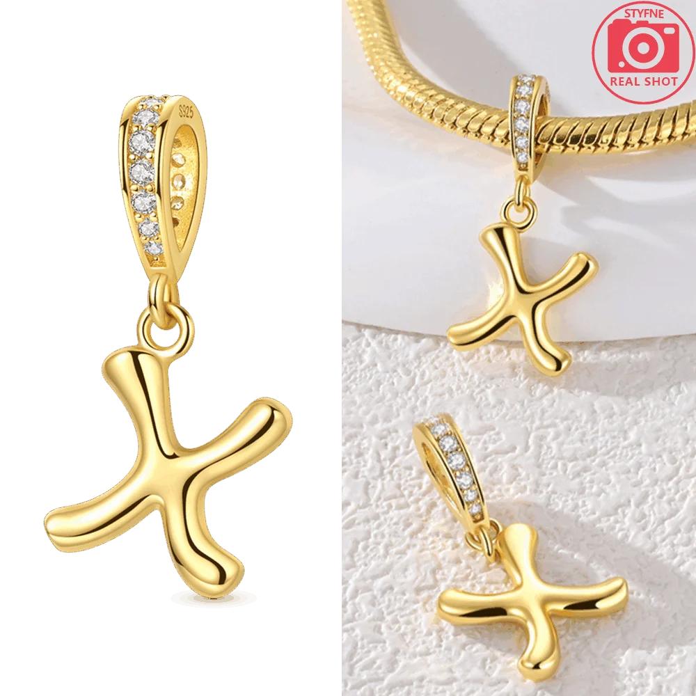 Original Necklace Copper White Zircon Pendant English Letters Women'S Beads Fit Bracelet Anniversary Gift Accessory Diy