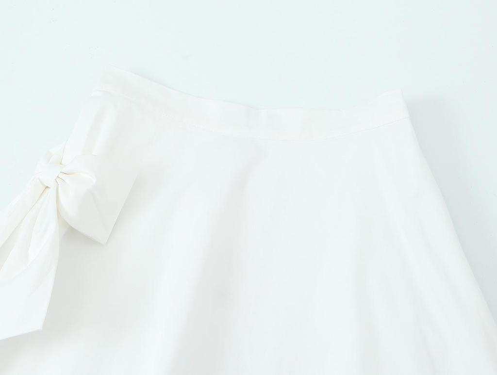 Summer Sweet High Waist Bow Draped A-line Skirt for Women