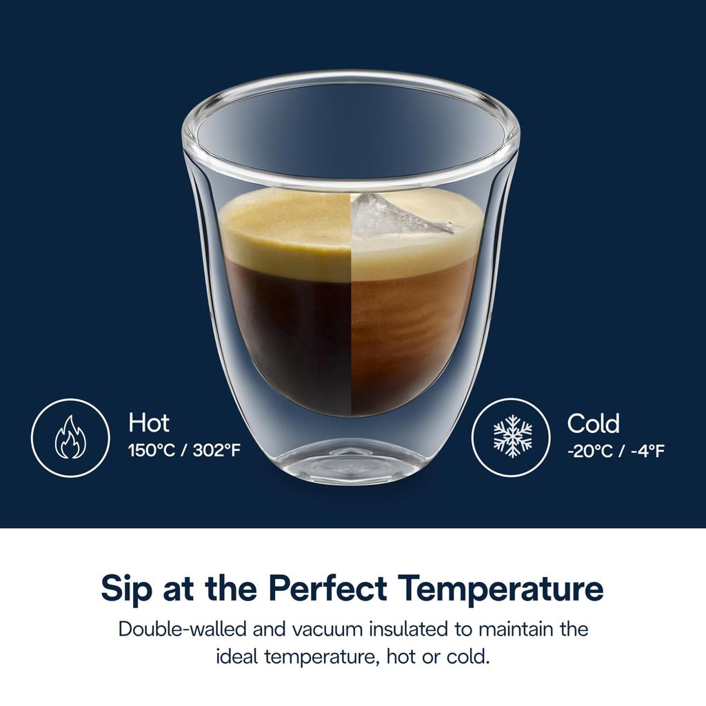 DeLonghi Double Wall Glass Espresso 60ml (Set of 2) DWG2S-060 Transparent