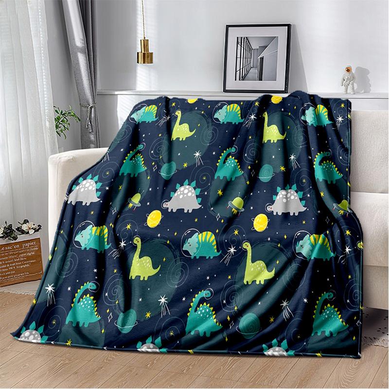 Cartoon Dinosaur Space Cute Dino Children Soft Plush Blanket,Flannel Blanket Throw Blanket for Living Room Bedroom Bed Sofa Kids