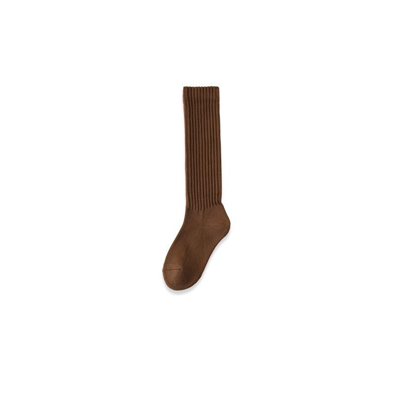 Female Spring and Autumn New Style Leisure All Match Solid Color Boneless Calf Pile Socks