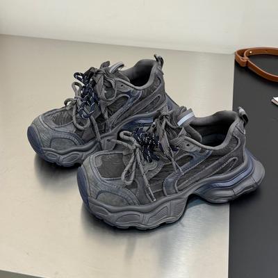 Double Shoelaces Thick-soled Women's Autumn and Winter New Small Height Increase Lightweight Sports and Leisure Shoes