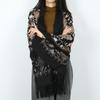New embroidered women's scarf travel wear with fringed ethnic flowers outside with shawl windproof warm scarf