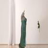 Europe and the United States popular suspender heavy industry beads slim hip high split bright party evening dress