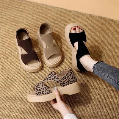 Summer New Women's Korean Style Platform Slip-On Beach Sandals - Non-Slip Rubber Outsole, Cushioned Memory Foam & Versatile All-Match Design