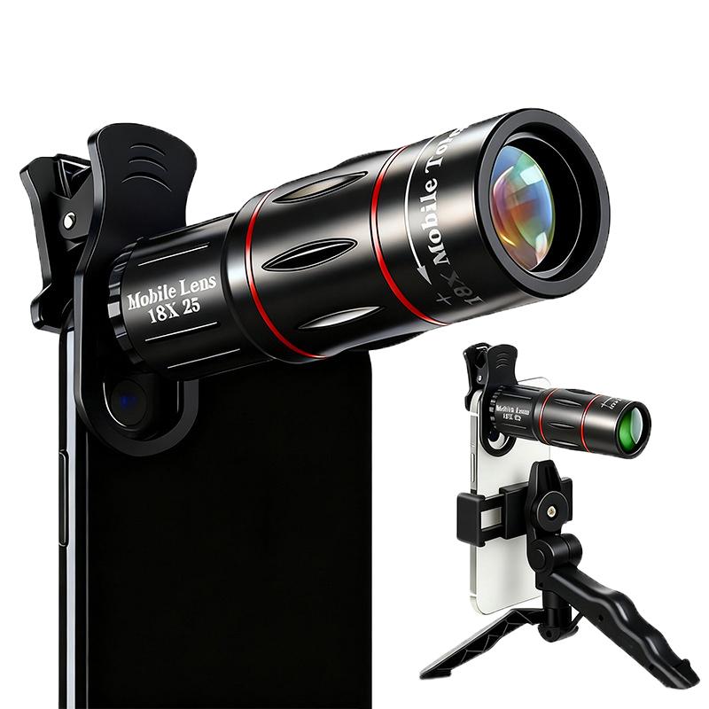 Universell 18X25 Monokulär Zoom HD Optisk Lins Mobiltelefon Mätning Observation 18X Teleobjektiv Med Stativ För Smartphone 1Set
