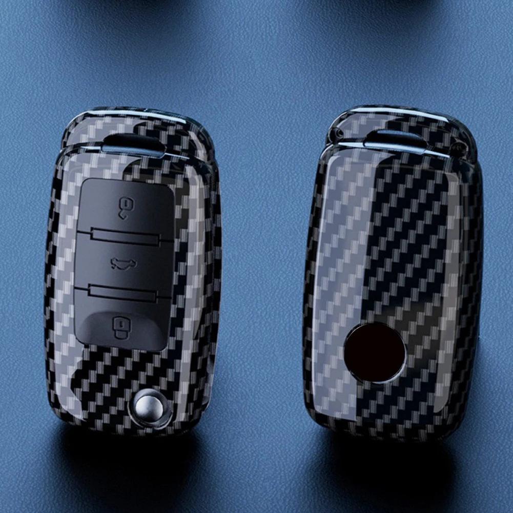 Nowe etui na kluczyk samochodowy z włókna węglowego, 3 przyciski, osłona kluczyka ABS, ochrona breloka do VW Volkswagen Tiguan MK2, dla SEAT Ateca Leon FR 2 Ibiza