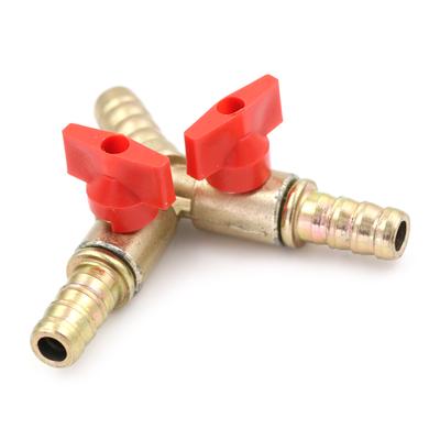 Trójdrożny trójnik mosiężny Y odcinający zawór kulowy 5/16 "8mm Barb paliwo gazowe / zacisk zaworu