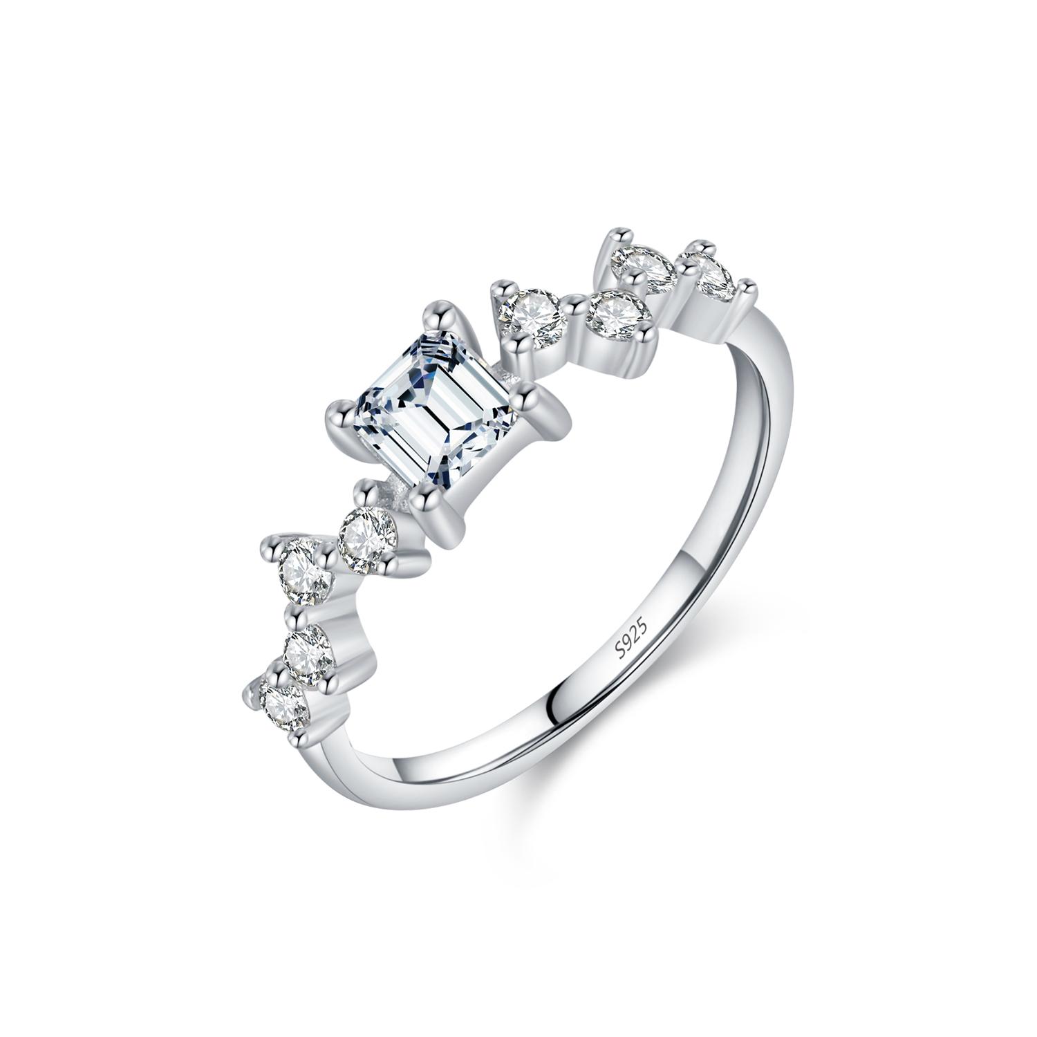 

Real 925 Sterling Silver Classic Exquisite Sparkling Square CZ Wedding Engagement Band Rings For Women Fine Jewelry 5