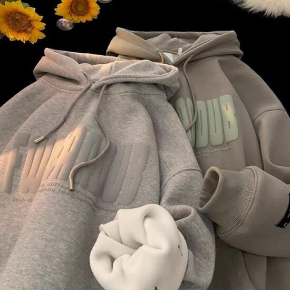 Navava Unisex Lettering Long Sleeve Fleece Hoodie Sweatshirt Nt2074