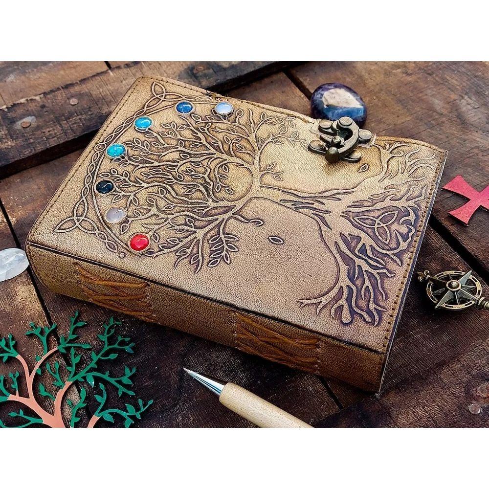 7 Stein Leder Journal Baum des Lebens Notizbuch blanko Skizzenbuch Reisen