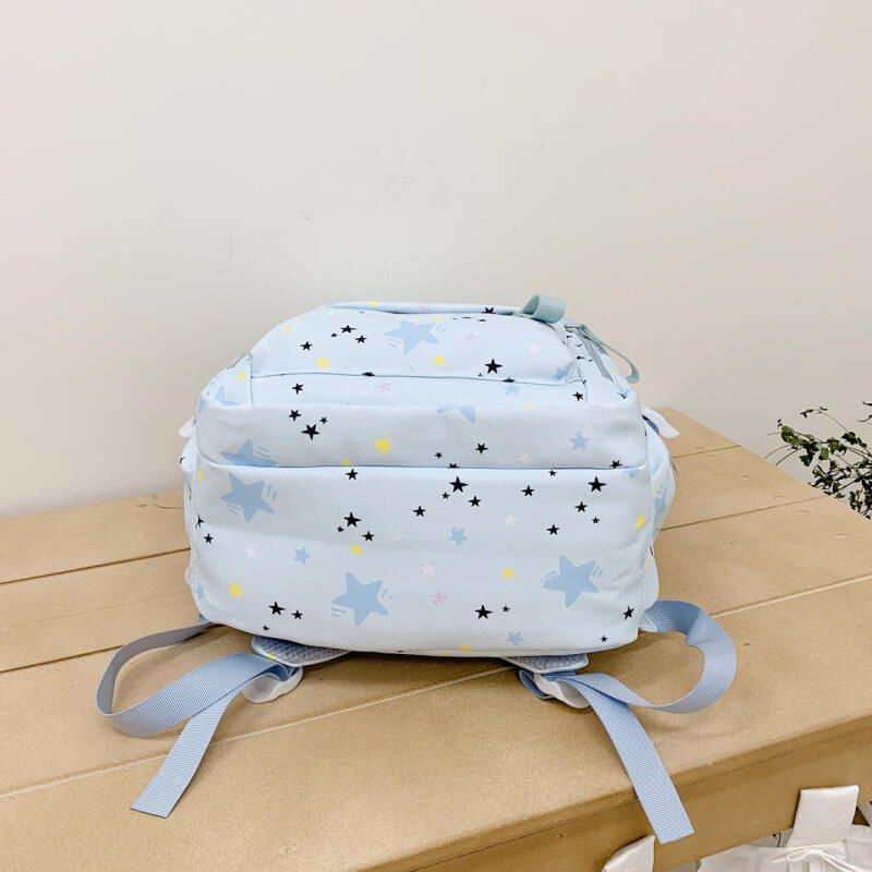 Cute Star-Print Nylon Backpack – Stylish & Lightweight School Bag for Girls, Teens, and Women
