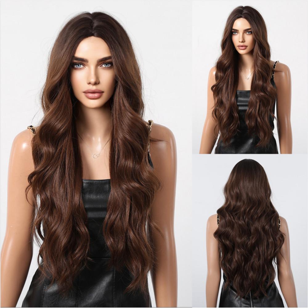 Blonde Synthetic Wigs with Pink Highlights Long Ombre Natural Wavy Wig Middle Part Hair for Party Daily Use Heat Resistant Fiber