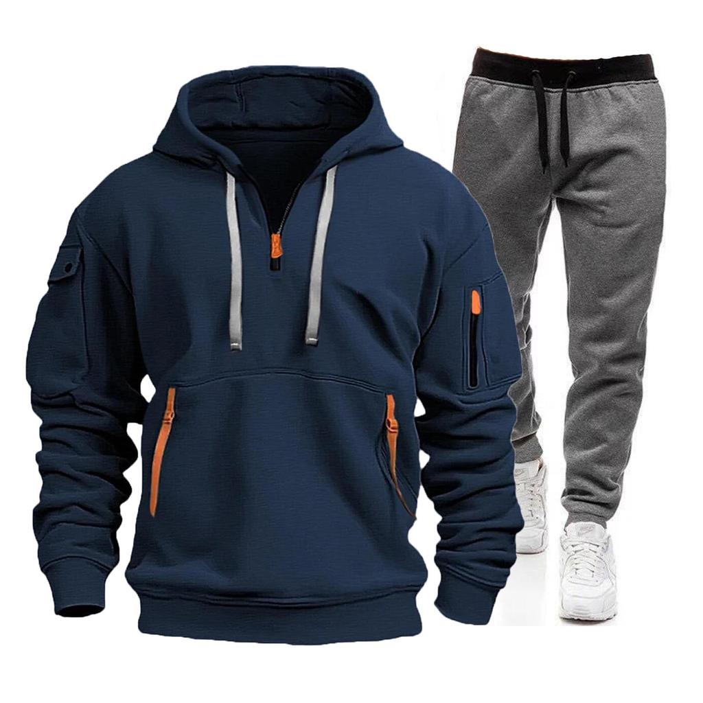 Men's 2024 Spring & Autumn Sports Zip Hoodie Sweatshirt & Sweatpants Set