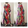 V-neck Loose Plus Size Simple Vacation Style Long Sleeve Women's Beach Dresses
