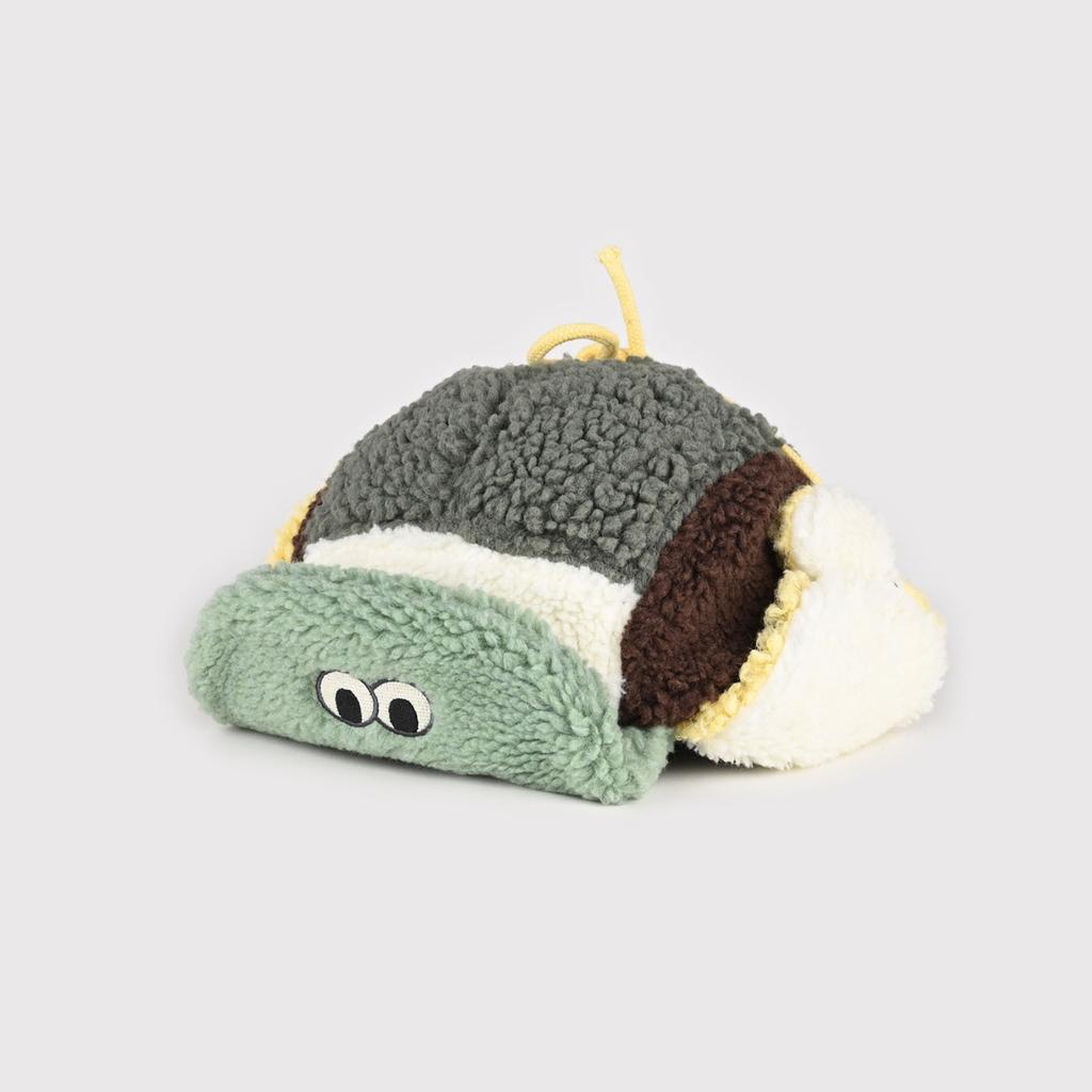 Korean Version of Cute Color Matching Lamb Wool Hats for Men and Women, Winter Warm Ear Protection Riding Outdoor Flipped Brim Flying Hat