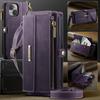 For iPhone 13 Mini 5.4 Inch Case CASEME C39 RFID Blocking Zipper Wallet Stand Leather Cover with Strap