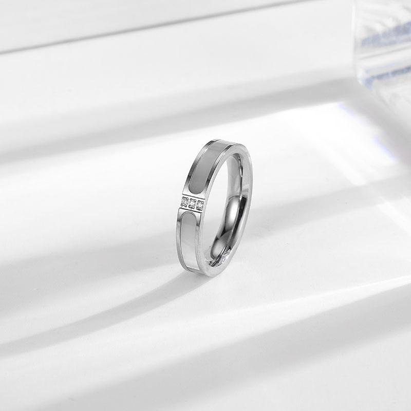 Japanese and Korean Three White Shell Titanium Steel Rings Women's Ins Style High-end Couple Ring Jewelry