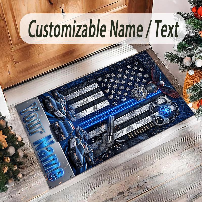 American Patriotic Theme Crystal Velvet Rug Personalized Custom Name Text Soft Floor Mat Home Decor