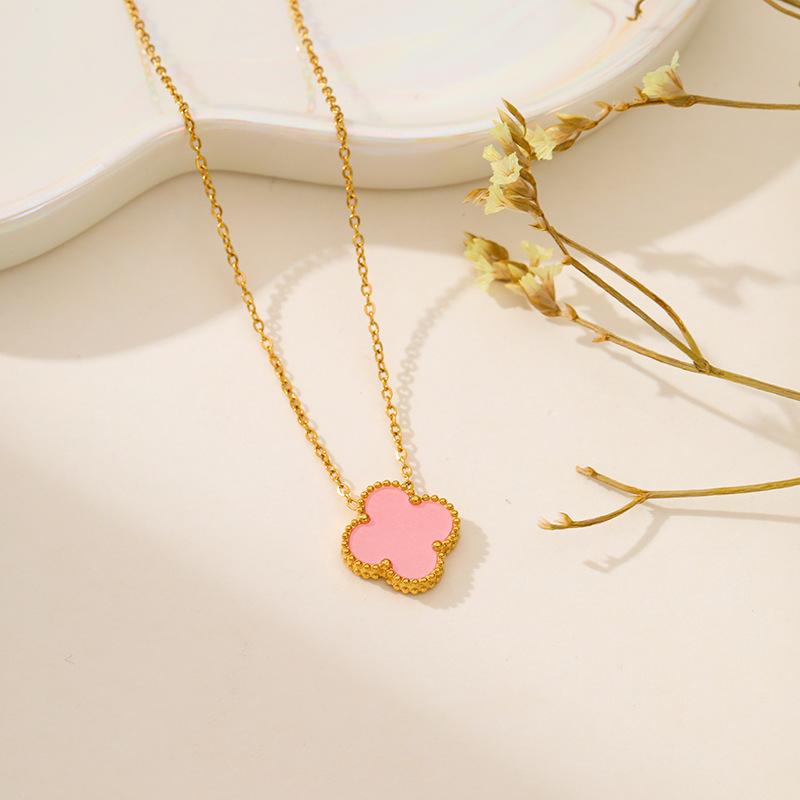 

Горячее ожерелье с четырехлистным клевером, золотистая двухсторонняя рябчик, модный новый стиль, универсальный для женщин