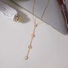 Yori Exquisite White Geometric Cubic Zirconia Y-chain Necklace  18k Golden Pvd Plated Stainless Steel 2026 Basic Jewelry