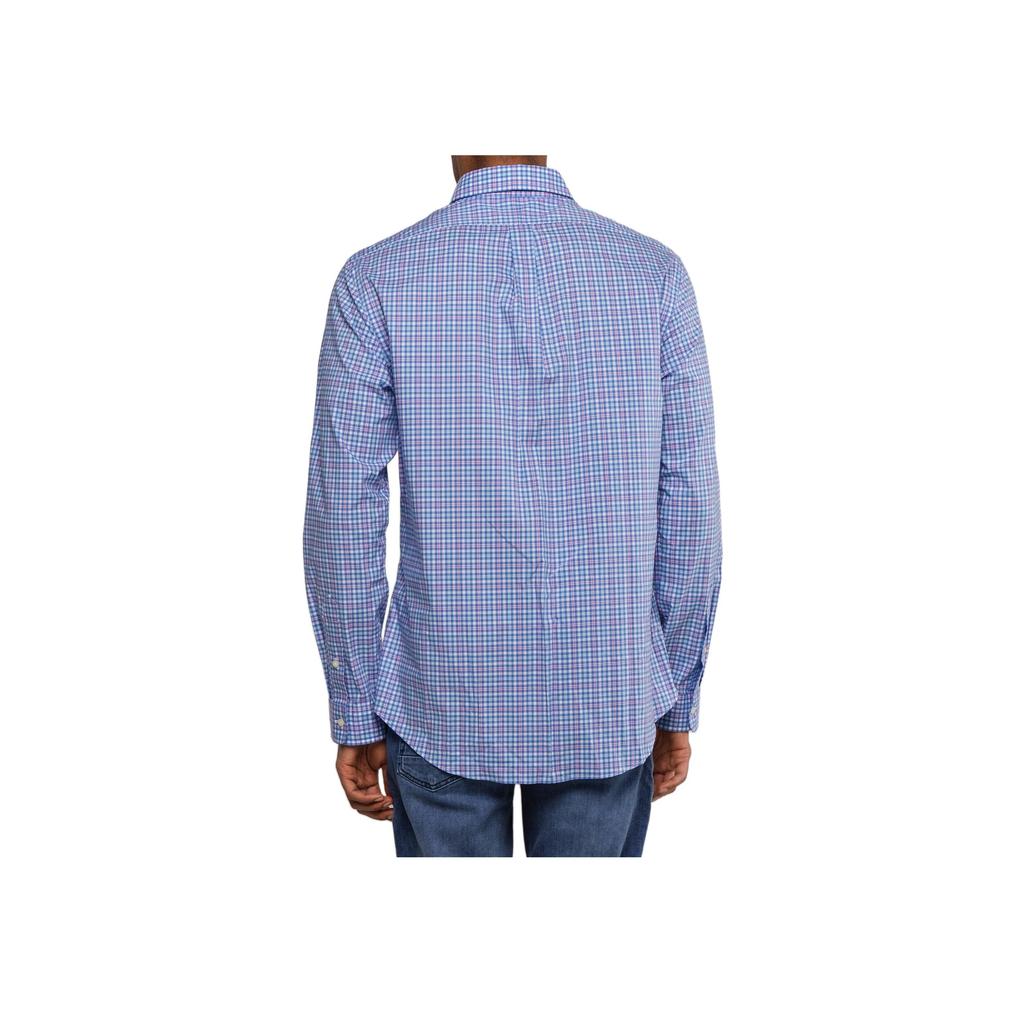 Polo Ralph Lauren Plaid Pony Logo Embroidered Long Sleeve Shirt Men Shirts Blue Pink 710789731-005