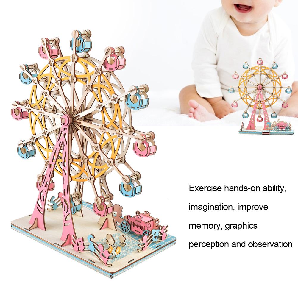 3D Cartoon Holzpuzzle Riesenrad Puzzlespiel für Kind Kind Lernspielzeug