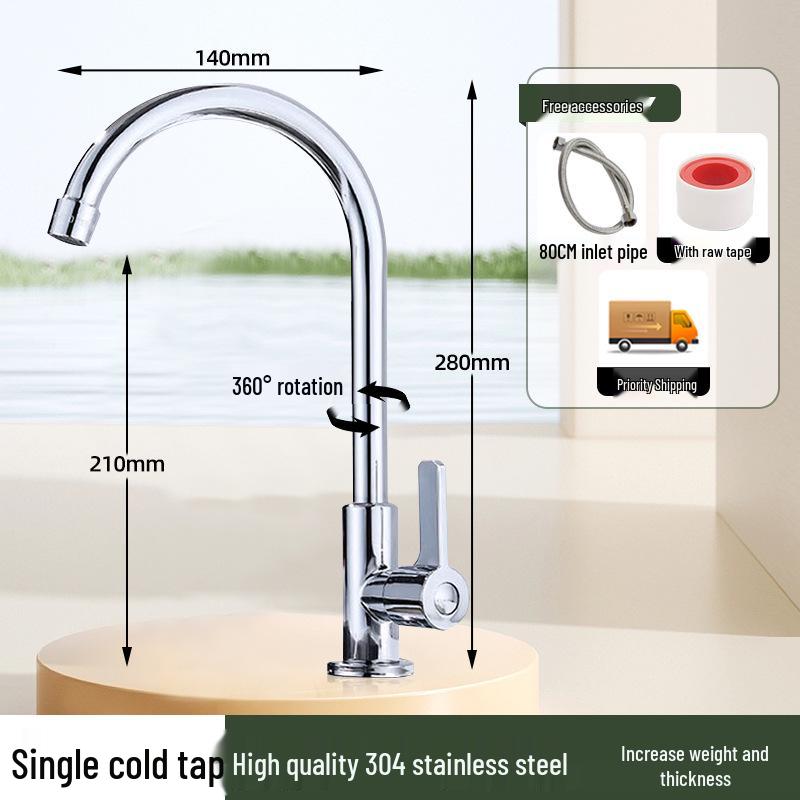 Stainless Steel Anti-Splash Hot & Cold Kitchen Faucet for Vegetable Sink & Washbasin