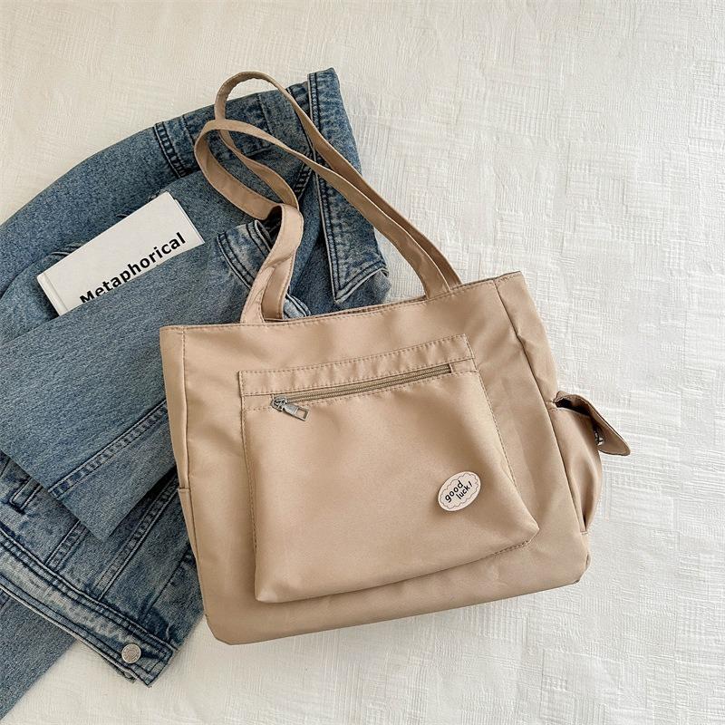 Große Kapazität Canvas Tasche Damen Einfache Koreanische Version für Freizeit Pendeln zur Arbeit Studenten Unterricht Schulter Crossbody Tasche